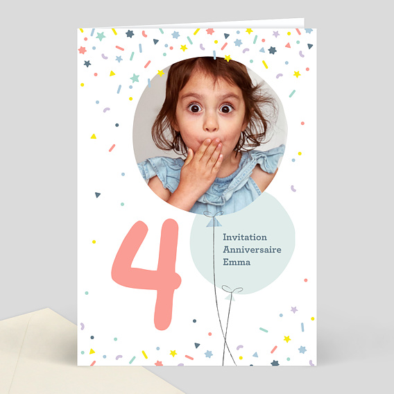 Carte d'anniversaire 4 ans pour fille – Carte d'anniversaire pour fille –  Carte d'anniversaire pour fille de 4 ans, cartes d'anniversaire pour  filles, 145 mm x 145 mm, carte de vœux pour
