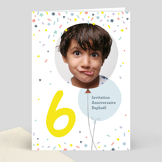 6 cartes d'invitation à gratter anniversaire enfant garçon