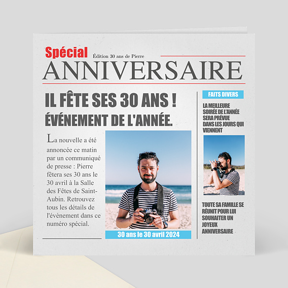 Carte Anniversaire Journal