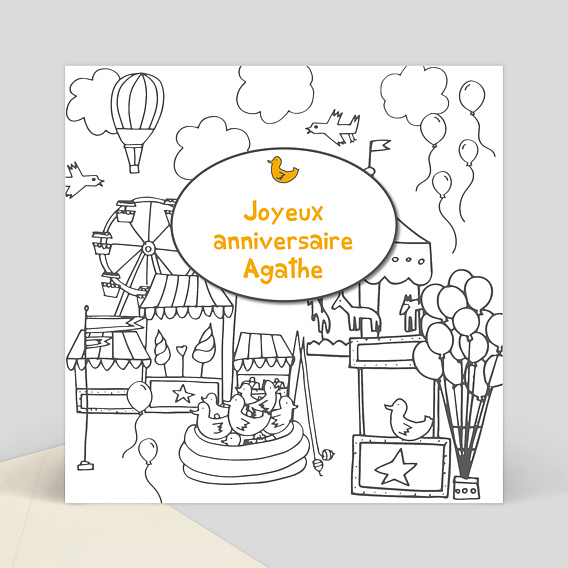 Carte Anniversaire Coloriage Fete Foraine Popcarte