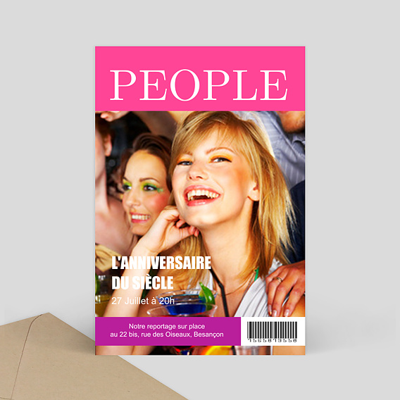 Invitation Anniversaire Magazine People Popcarte