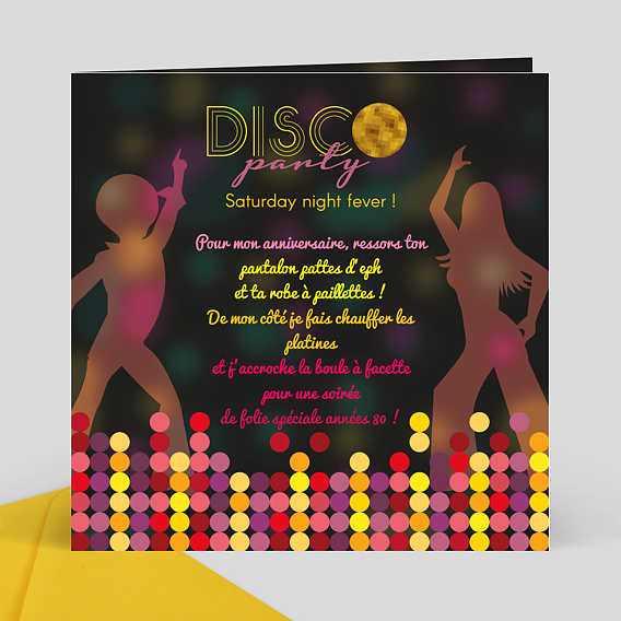 invitation anniversaire disco gratuite à imprimer Invitation Anniversaire Disco Party Popcarte invitation anniversaire disco gratuite à imprimer