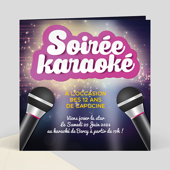 Invitation Anniversaire Enfant Karaoké - Popcarte
