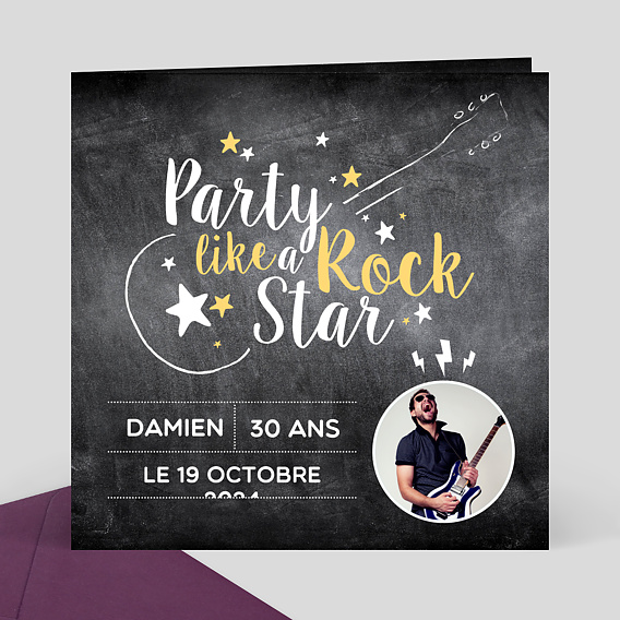 Invitation Anniversaire Rock Popcarte