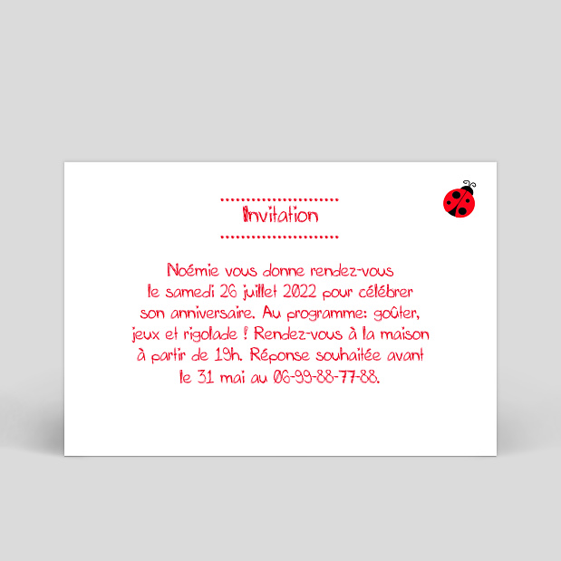 Invitation Anniversaire Coccinelle Popcarte