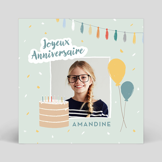 Carte anniversaire enfant Goûter d'anniversaire photo