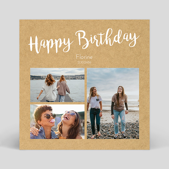 Carte anniversaire adulte Joli Kraft