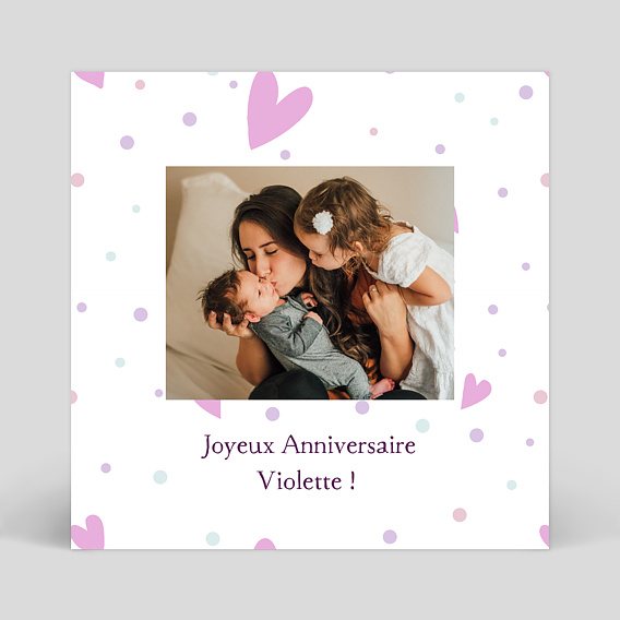 Carte anniversaire enfant Violette