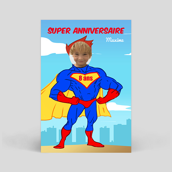 Carte anniversaire enfant Superman Äge Modifiable