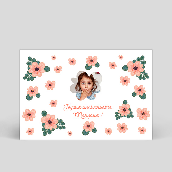 Carte anniversaire enfant Fleurs Souhait