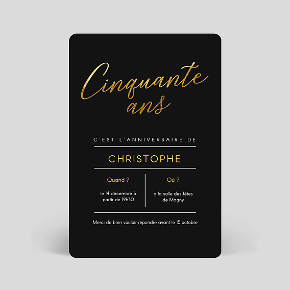 Invitation anniversaire Cinquante Chic