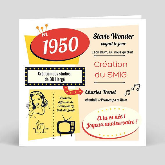 Carte anniversaire adulte Années 60