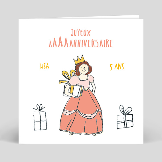 Carte anniversaire enfant Petite Princesse