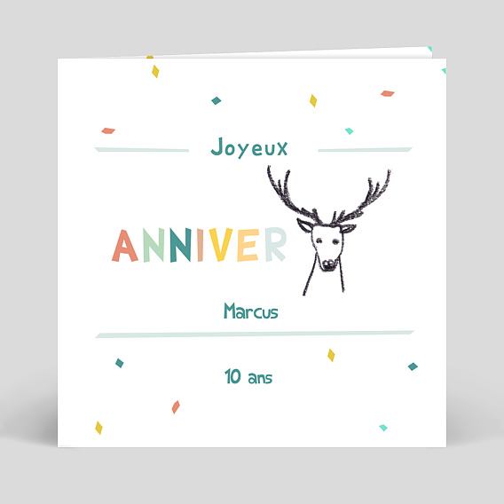 Carte anniversaire enfant Rébus Cerf