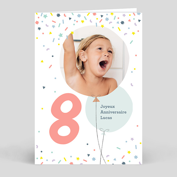 Carte anniversaire enfant 8 ans