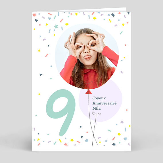 Carte anniversaire enfant 9 ans