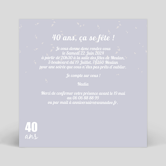 Carte anniversaire 40 Ans