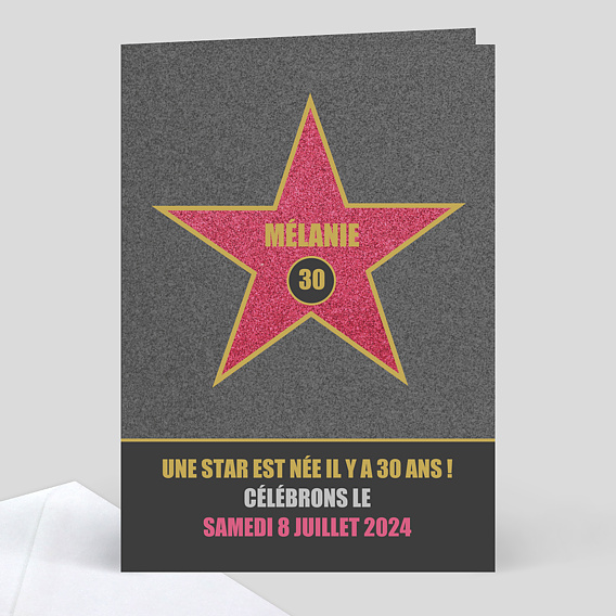 Carte d invitation anniversaire star 