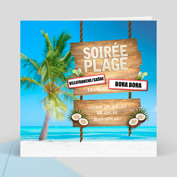 Invitation Anniversaire Plage 40 Ans