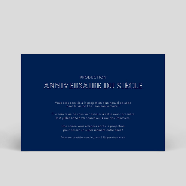 Invitation Anniversaire Theme Cinema Popcarte