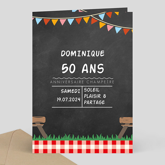 Invitation anniversaire Pique-nique Champêtre