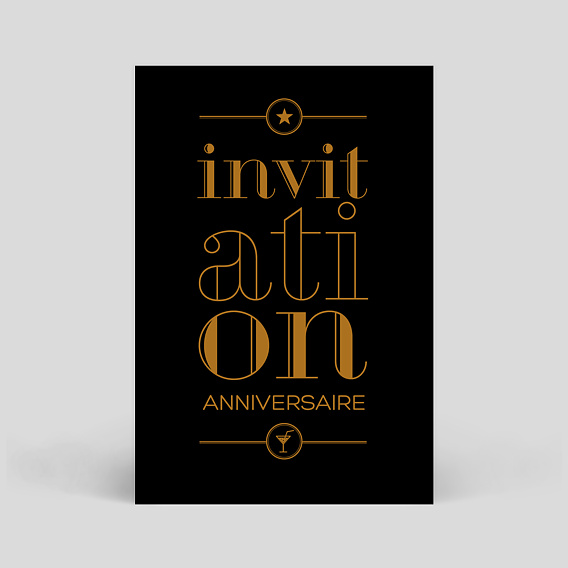 Invitation anniversaire Années Folles Typographie