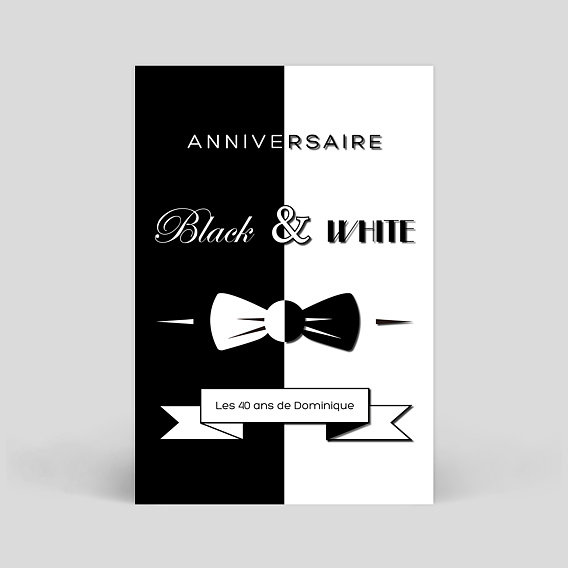 Invitation anniversaire Black and White