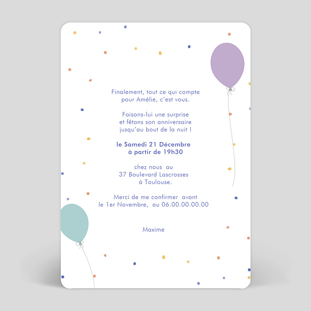 Invitation Anniversaire Fete Surprise Popcarte