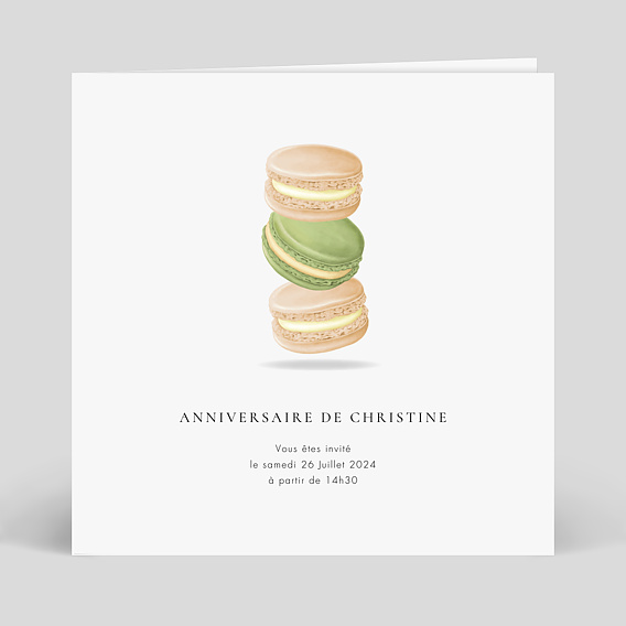 Invitation anniversaire Macarons