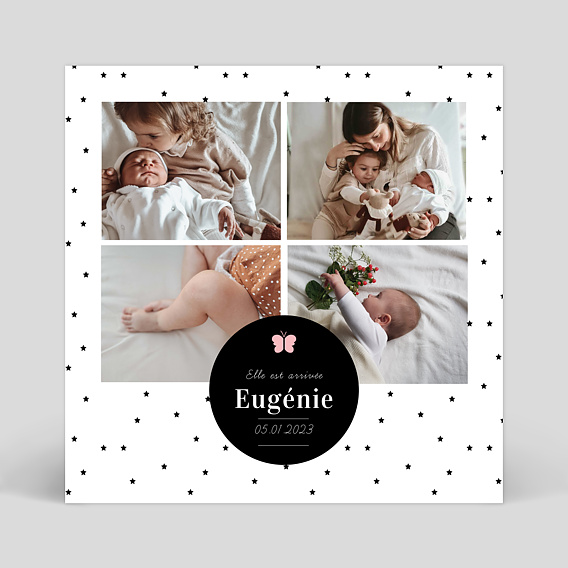 Faire part naissance Multi Noir et Blanc