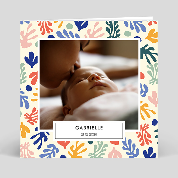 Faire part naissance Feuilles Exotiques