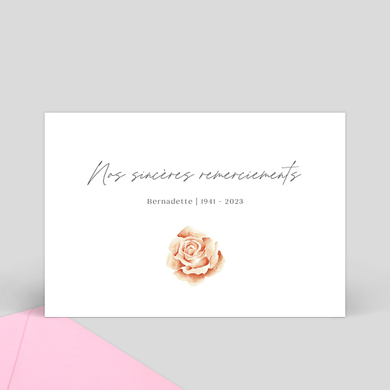 Carte de Remerciement Décès Rose Rouge - Popcarte