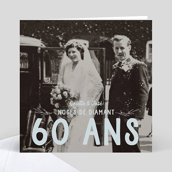 Carte d Invitation Anniversaire  de Mariage  60  ans  Color s 
