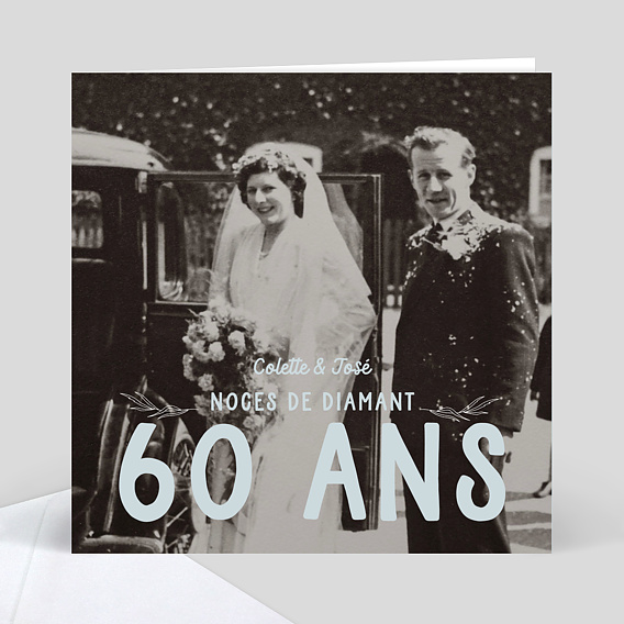 Carte D Invitation Anniversaire De Mariage 60 Ans Popcarte