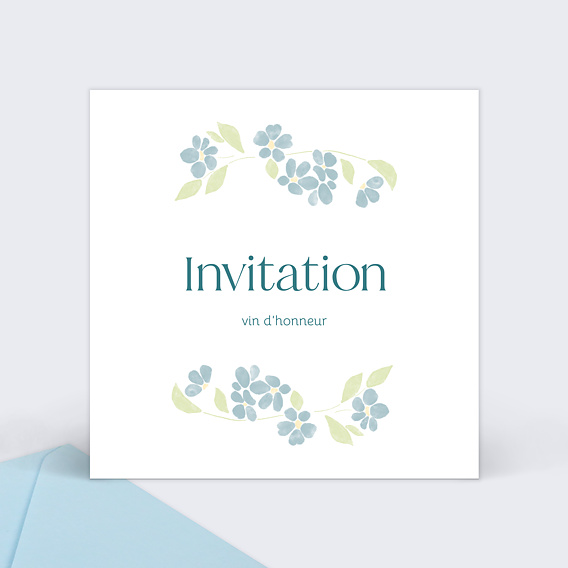 Cartes invitation mariage Petites fleurs bleues