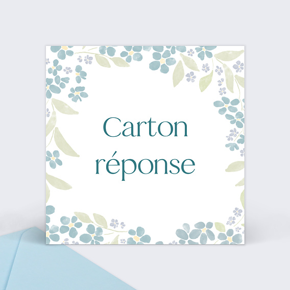 Carton réponse mariage Petites fleurs bleues