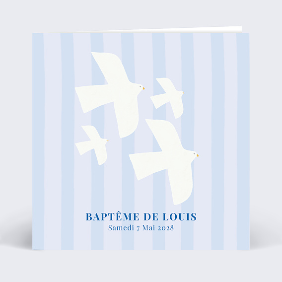 Faire-part Baptême Colombes Minimalistes