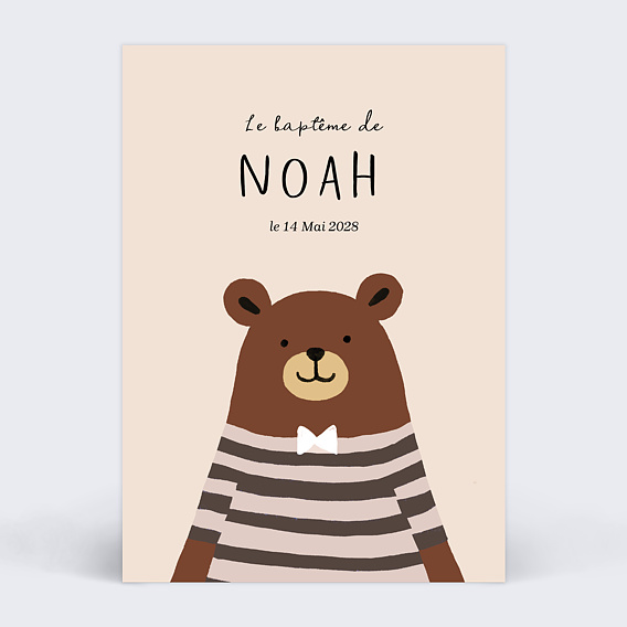 Faire-part Baptême Ours original