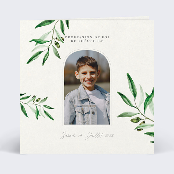 Faire-part communion Arche olivier