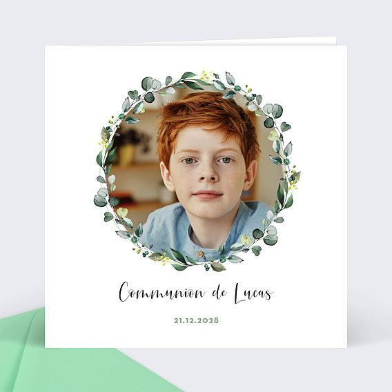 Faire-part communion Couronne nature