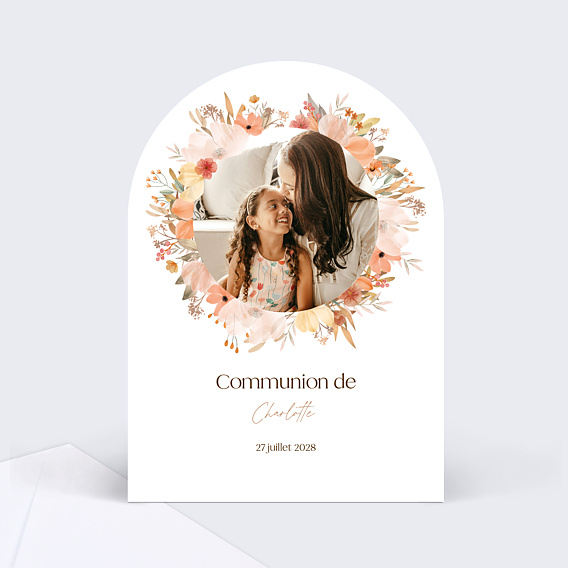 Faire-part communion Flower of Fall avec Photo Arche