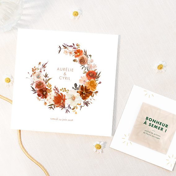 Faire part mariage Bouquet Parfumé avec graines