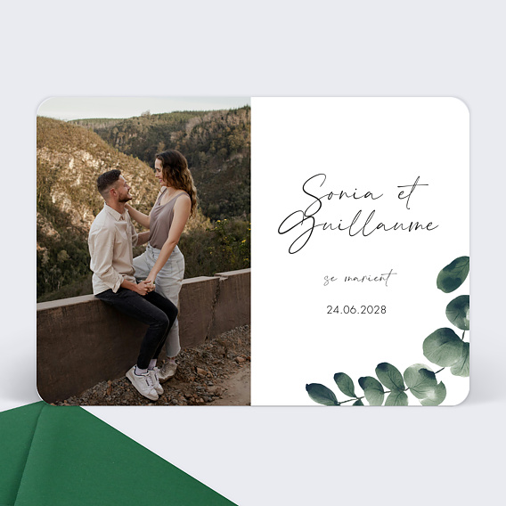 Faire part mariage Branche d’Eucalyptus photo