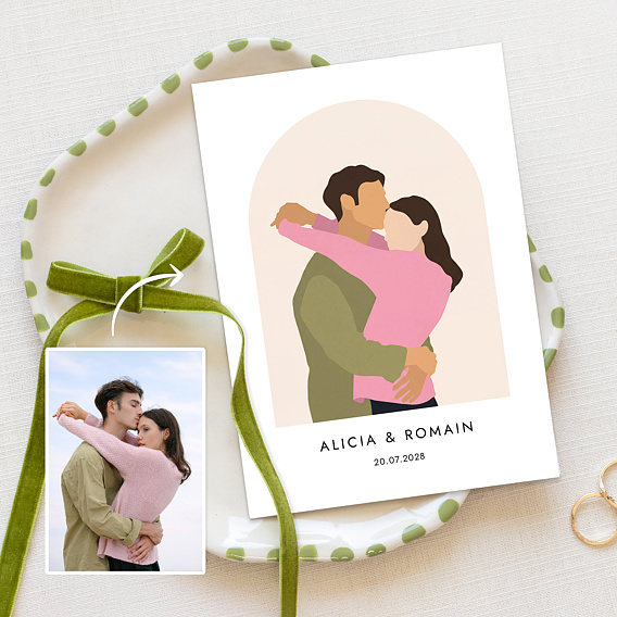 Faire-part Mariage Couple en illustration minimaliste