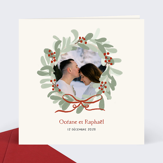 Faire part mariage Couronne de Noël