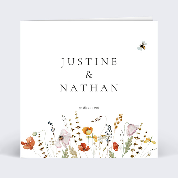 Faire part mariage Fleurs des champs avec graines