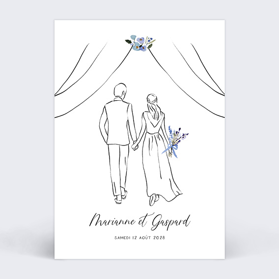 Faire part mariage Mariés fleuris