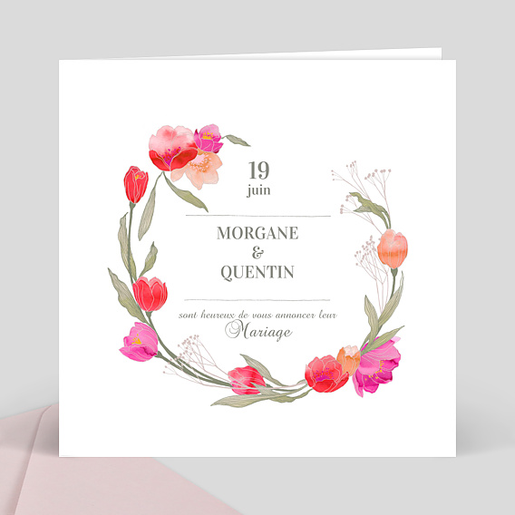 Carton Reponse De Mariage Ronde De Fleurs Popcarte