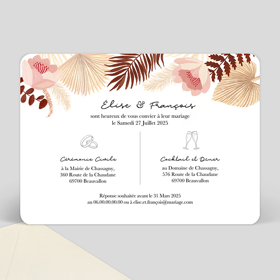 Faire part mariage - Enveloppe Printemps