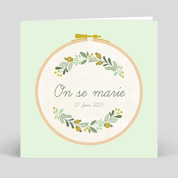 Faire part Mariage Jolie Broderie